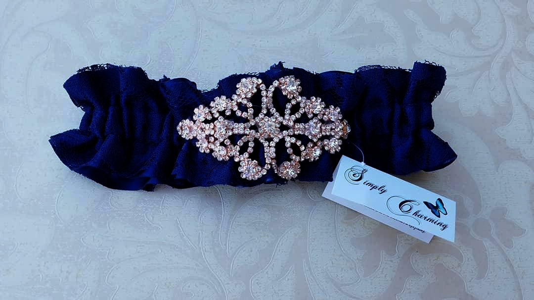 Navy Lace Garter